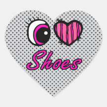 Emo Eye Heart I Love Shoes Heart Sticker
