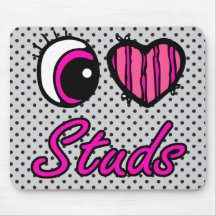Emo Eye Heart I Love Studs Mouse Mat
