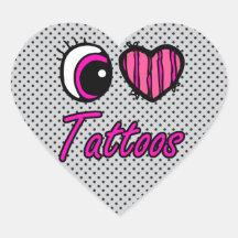 Emo Eye Heart I Love Tattoos Sticker