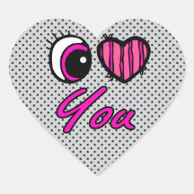 Emo Eye Heart I Love you Heart Sticker