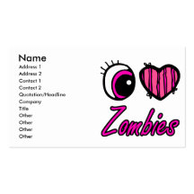 Emo Eye Heart I Love Zombies Business Cards