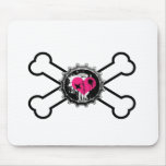 emo heart bottlecap crossbones design mouse pad