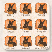 EMOTIONS - BLACK DRINK COASTER