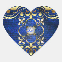 Emperor Blue Heart Stained Glass Love Sticker