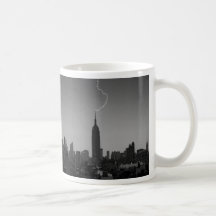 Empire State Building Lightning Strike BW - A1 Mugs