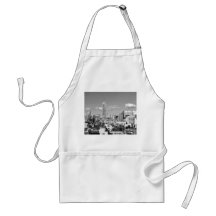 Empire State Building NYC Skyline Puffy Clouds BW Apron