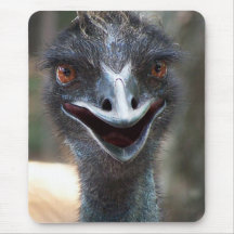 Emu saying HI! Open beak big brown eyes picture Mouse Mats