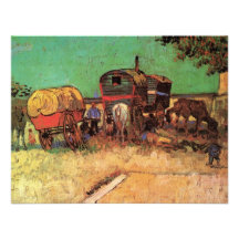 Encampment of Gypsies w Caravans; Vincent van Gogh Personalized Invite