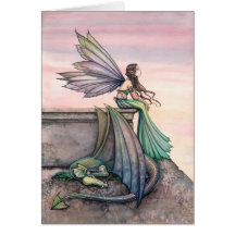 Enchanted Dusk Fairy Dragon Greeting Card