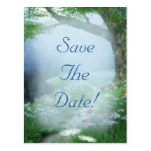Enchanted Woodland Forest Save The Date Wedding Post Card
