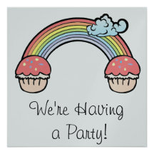 End of Rainbow Cupcakes Personalised Invitation
