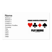 Engage In Mental Gymnastics Play Bridge Card Suits Business Card Templates