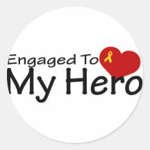 Engaged To My Hero Round Stickers