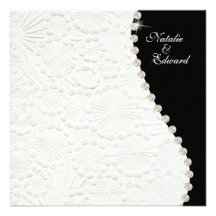 Engagement Black and White Vintage Pattern Invite