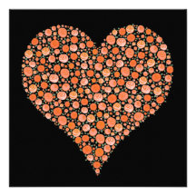 Engagement Black Tangerine Roses Heart Invite