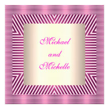 Engagement Glamour Pink & Cream Stripes Custom Announcements