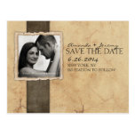 Engagement Photo Rustic Vintage Save The Date Postcard