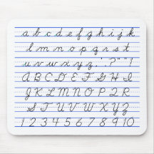 English Alphabet Diagram in Cursive Handwriting Mouse Pad