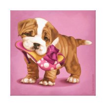 English bulldg and shoe canvas print