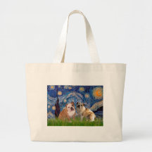 English Bulldog Pair 2 - Starry Night Tote Bag