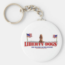 English Cocker Spaniel with Flags Keychains