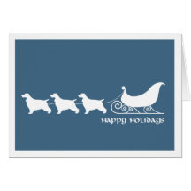 English Cockers Pulling Santa's Sleigh Greeting Card