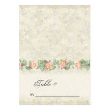 English Rose, Peach & Silver Wedding Invitation Business Cards