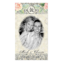 English Rose & Silver Wedding Favour Gift Tags Business Card