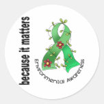 Environmental Awareness Flower Ribbon 3 Round Sticker