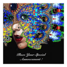 EPHEMERAL Mardi Gras Masquerade Ball, Blue Mask Personalized Announcement