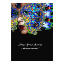 EPHEMERAL Mardi Gras Masquerade Ball ,Blue Mask Custom Invitations