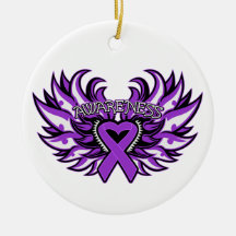 Epilepsy Awareness Heart Wings.png Christmas Ornament