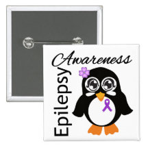 Epilepsy Awareness Penguin Buttons