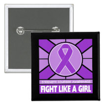 Epilepsy Fight Like A Girl Flag Pinback Button