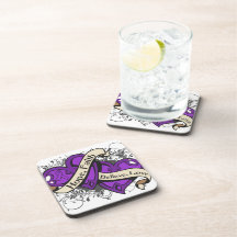 Epilepsy Hope Faith Dual Hearts Beverage Coaster