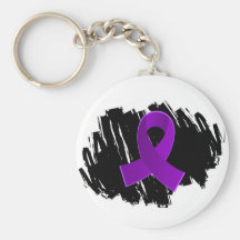Epilepsy Purple Ribbon With Scribble Key Chains
