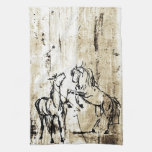 Equine Art Rearing Horses Kitchen Towels