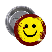 ERODED AND PAINT SPLATTER SMILEY PINS