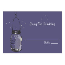 Escort Seating Card Fireflies & Mason Jar Business Card Template