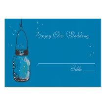 Escort Seating Card Fireflies & Mason Jar Business Card Template