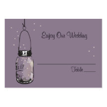 Escort Seating Card Fireflies & Mason Jar Business Cards