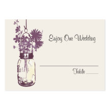 Escort Seating Card Wild Flowers & Mason Jar Business Card Template