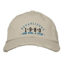 Established 1980 Stud Embroidery Hat Baseball Cap