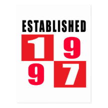 Established 1997 Birthday Designs Post Cards