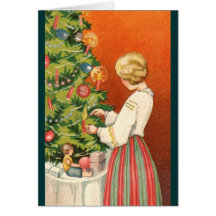 Estonian Girl at Christmas Tree Cards