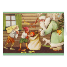 Estonian Santa Claus + Elves Christmas Card