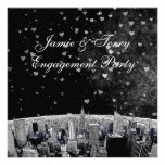 Etched NYC Skyline #2 Black White Heart Engagement invitations