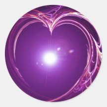 Eternal Love 'Fractal Heart' Digital Art Design Round Stickers