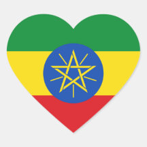 Ethiopia Flag Heart Sticker