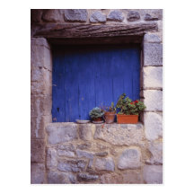 Europe, France, Cereste. A blue door adds colour Post Card